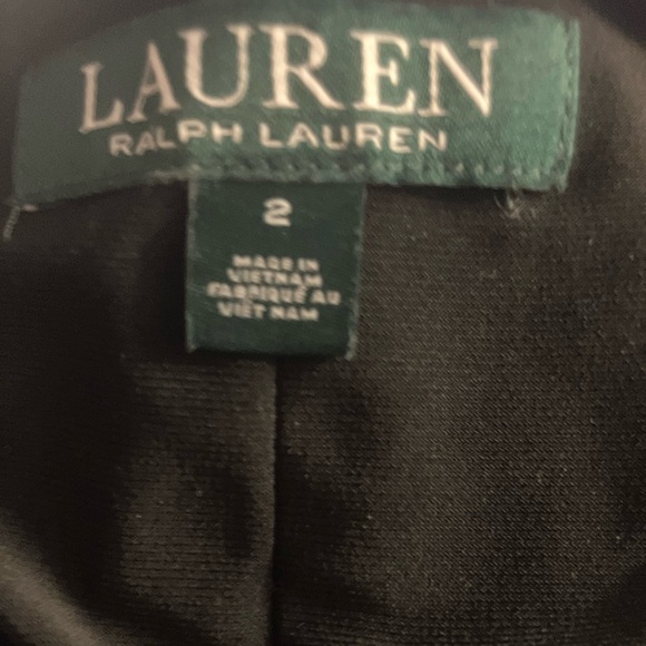 Lauren Ralph Lauren Slimming Blk Ruched Knee Lgth ButtonSleeve Detail Drees Sz 2 - Picture 6 of 7